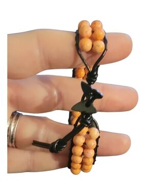 Double Strand Orange Beaded Wrap Bracelet